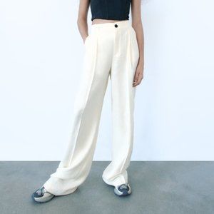 ZARA Full-Length Trouser Pant - White Ivory